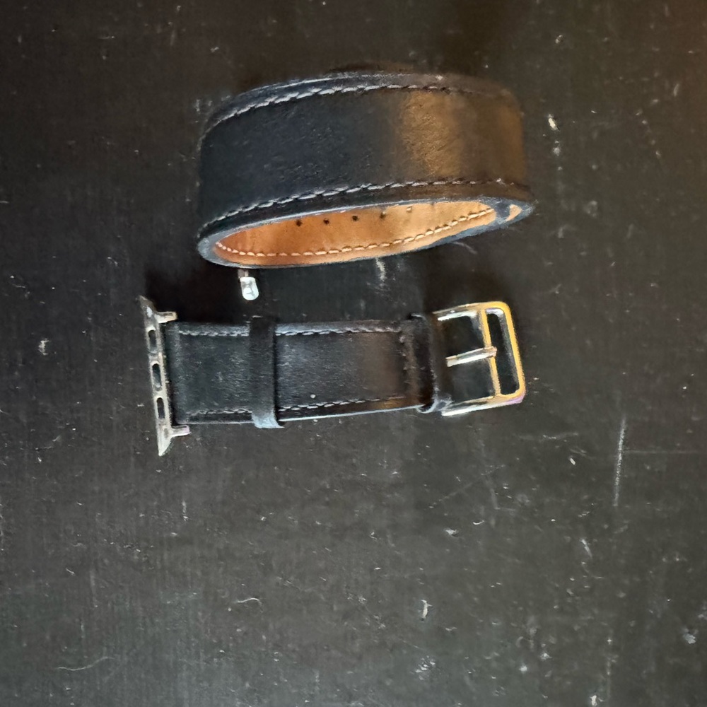 Black Leather Watch Band